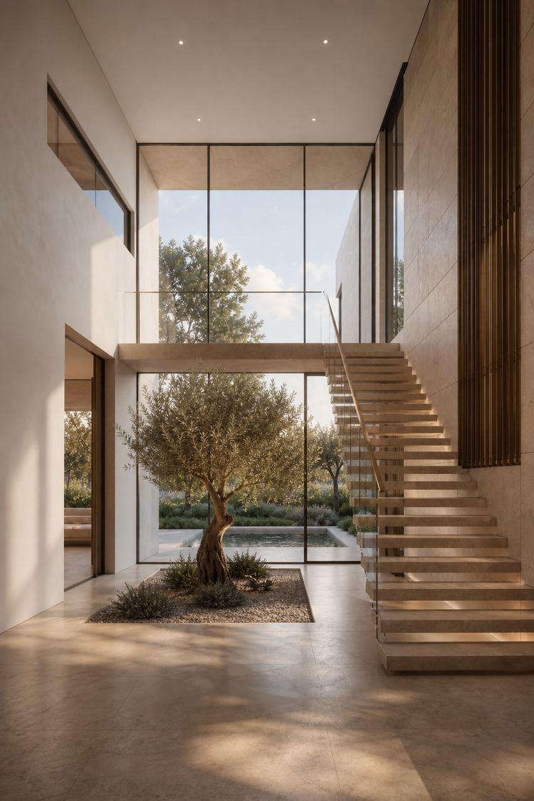 Atrium Glass House interior stair
