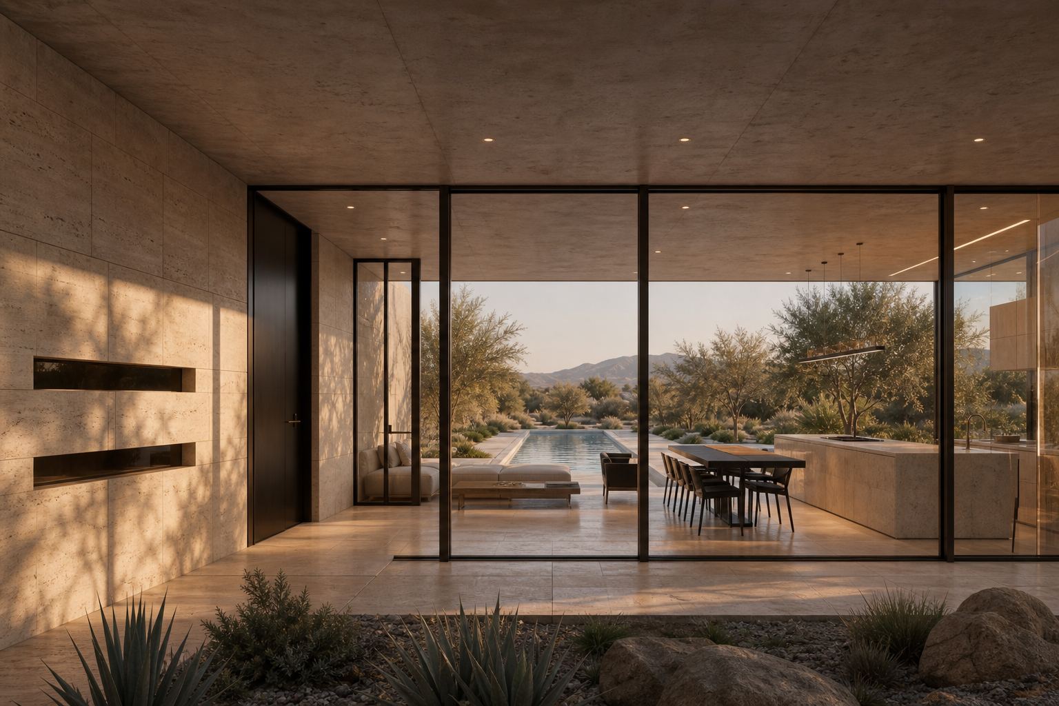 Desert Line House shaded courtyard